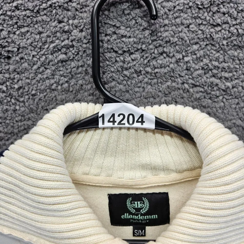 Ellandemm Royal Club Sweater Pullover Mens Size S/M Ivory 1/4 Zip‎
